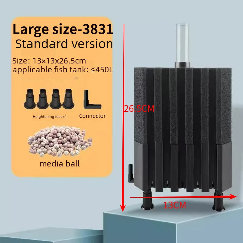 Big Aquarium Sponge Filter For Fish Tank Air Pump Skimmer Biochemical Sponge Filter With Media Ball Aquarium Bio Filter
