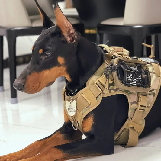 Camo Tactical Dog Harness Heavy Duty Pet Harness Service Dog Vest Adjustable Military Pet Vest with Handle Dogs Accessories