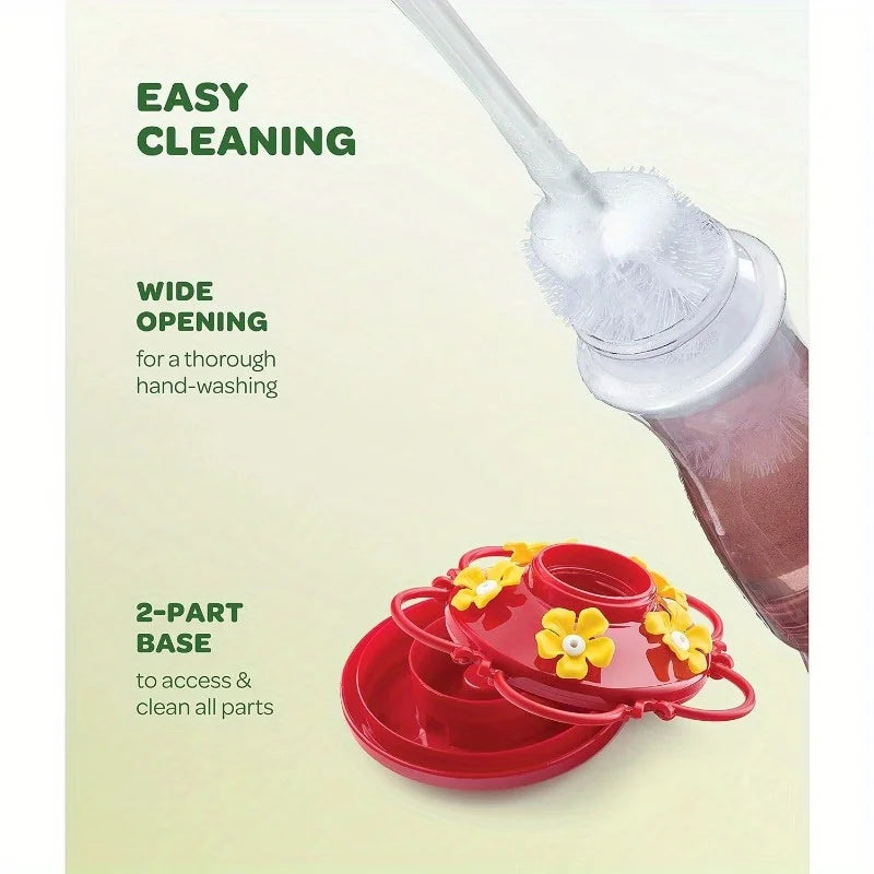 1pc suspended hummingbird feeder, bird with hook feeder, 5 nectar feeding ports (13.5oz)