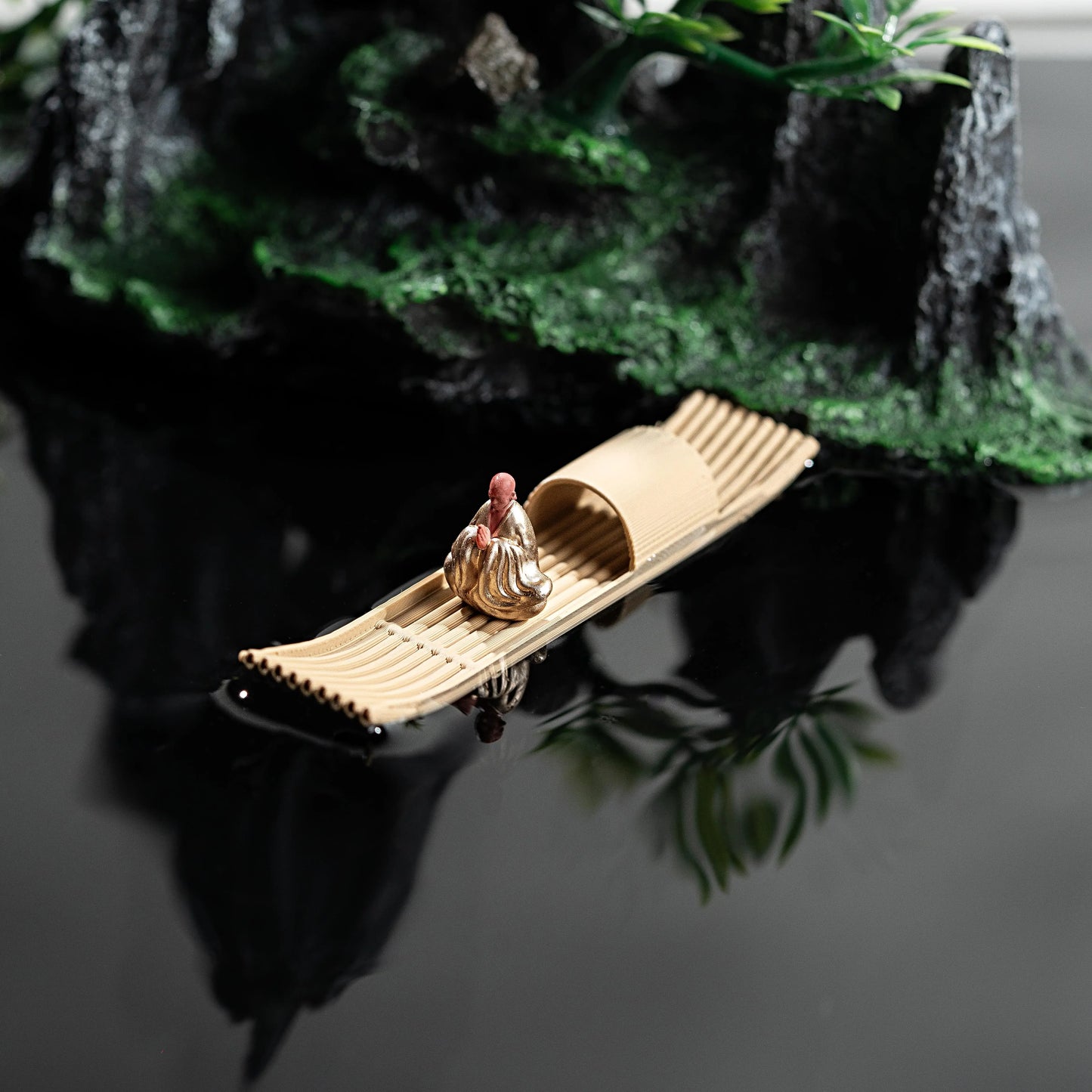 Floating Mini Boats Simulation Bamboo Raft for Fish Tank Bonsai Micro Landscape Decor Creative Decoration Aquarium Accessories