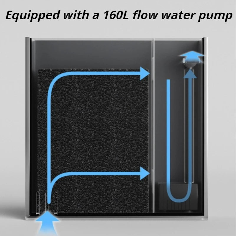 Desktop Fish Tank Betta Goldfish Aquarium with Light and Water Pump Luxury Mini Fishbowl Home Fish Aquatic Pet Decor Terrarium