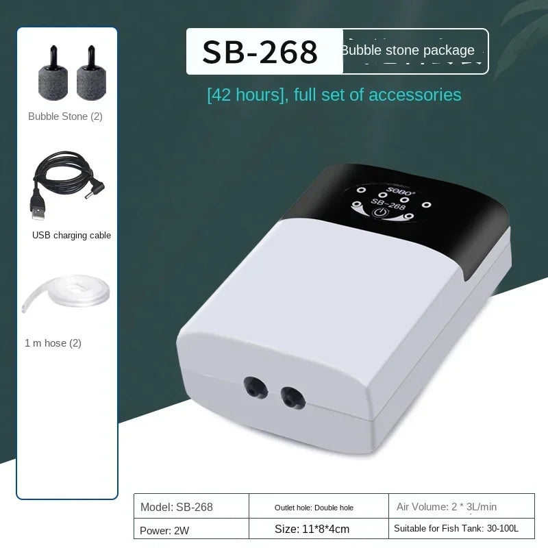 4800mAh Aquarium Oxygen Air Pump Compressor Fish Tank USB Charging Portable Exhaust Ultra Silent Mute Outdoor Fishing Pet
