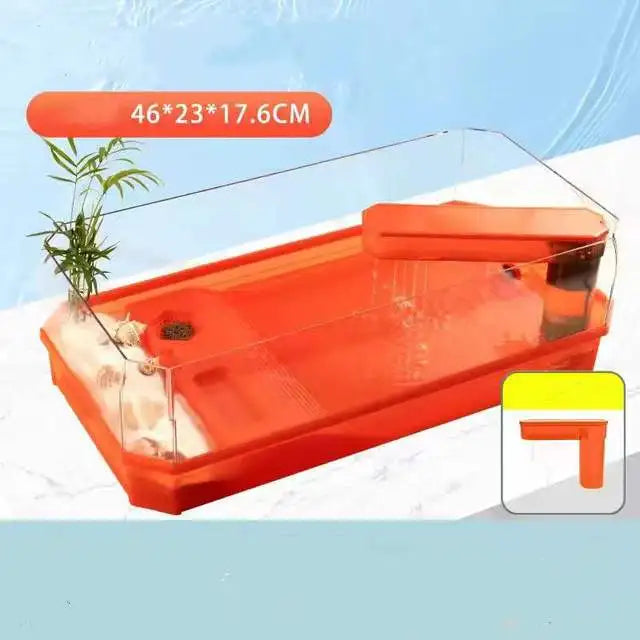 Aquarium turtle tank lazy person water-free breeding box with drying platform ecological turtle tank aquarium accessories 220V
