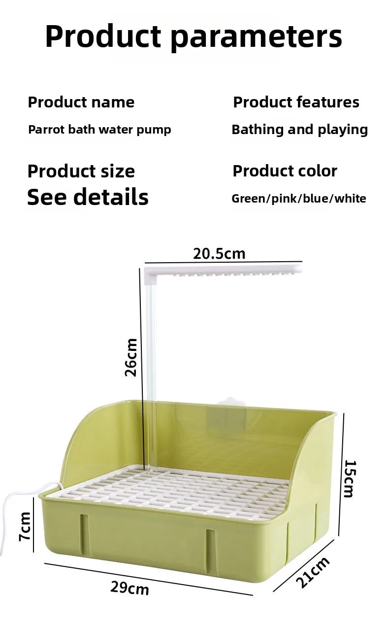 Bird electric bathing basin rain basin automatic circulating water for budgerigars peony cockatiels and sun conures