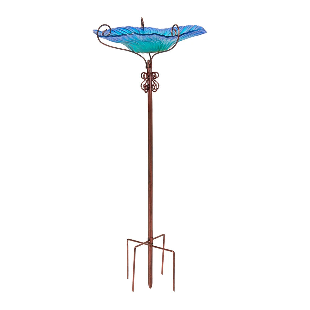 Large Outdoor Glass Bird Bath Garden Feeding Bowls Water Bath Spa Table Balcony Wild Birds
