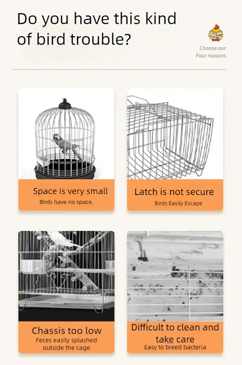 New bird cage parrot bird cage panoramic acrylic cage splash proof viewing flying cloud villa home birdcage display cage