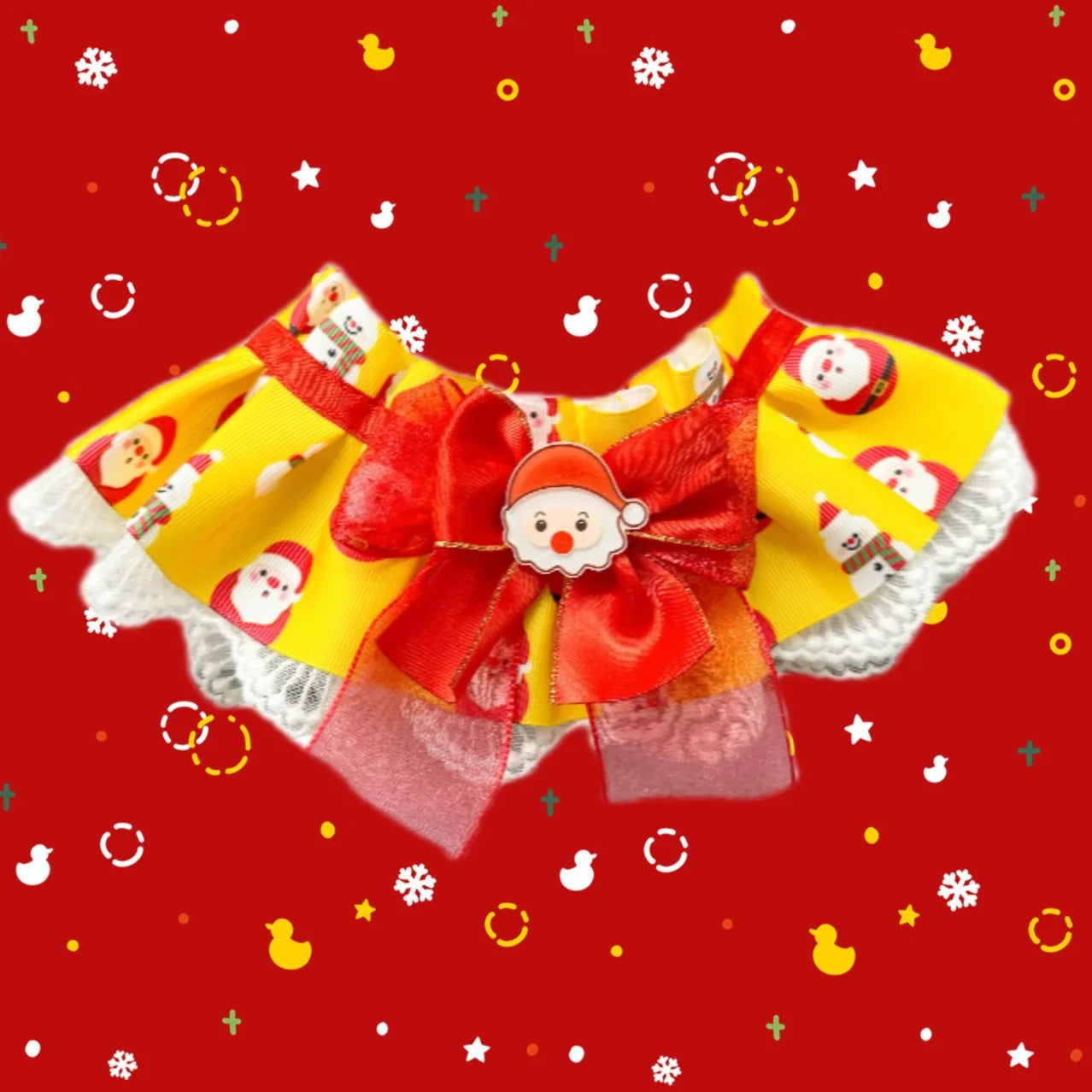 New Cat Necklace for Dog Christmas Water Towel Lace Water Towel Collar Adjustable Scarf Christmas Gift Photo Prop
