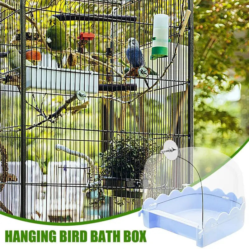 Bird Bath For Cage Spacious Parakeets Shower Bathtub Multifunction Cleaning Pet Supplies Bird Cage Accessories Clear Bathtub