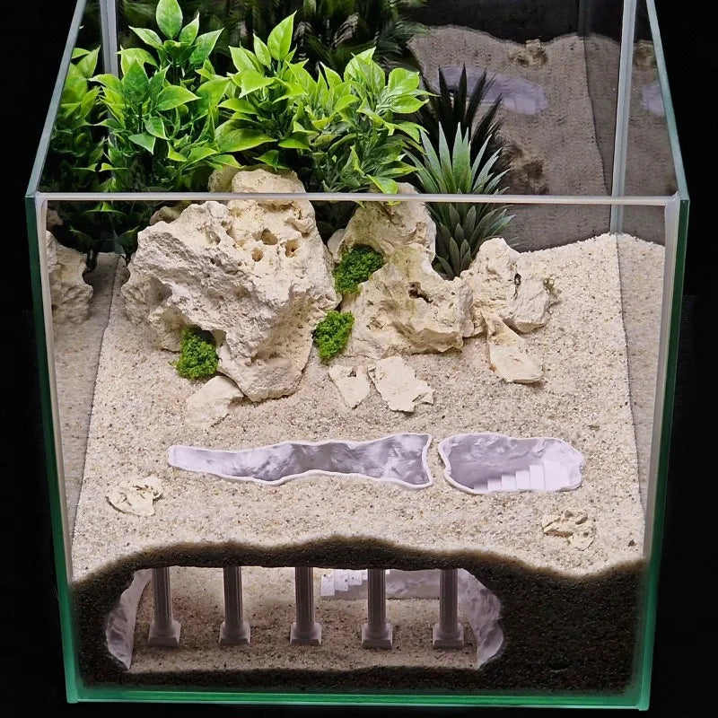 Simulated Roman Column Palace Fish Tank Cave - Aquarium Small Fish & Shrimp Hiding House Decor