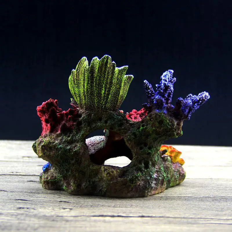 Fish for Tank Coral Decorations Artificial Resin Coral Cave House Betta 6XDE