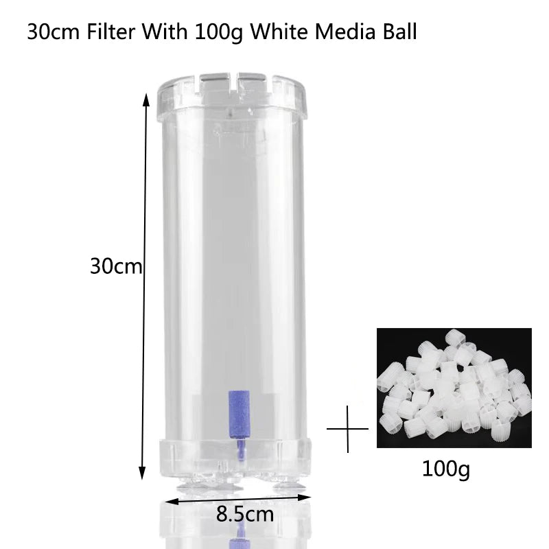 Aquarium Filter Fish Tank Fluidized Moving Bed Filter Bubble Bio Filter Media With Air Stone And Sponge Filters Transparent