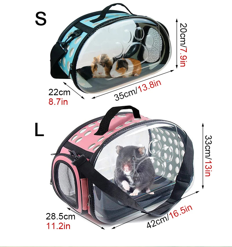 Portable Breathable Pet Carrier Backpack, Outdoor Handbag Transparent Foldable Breathable Pet Travel Shoulder Strap Bag