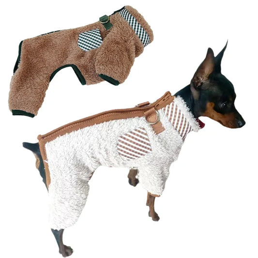 Towable Pet Jumpsuit with Buckle Winter Warm Puppy Dog Suit Clothes for Small Dogs Yorkshire Shih Tzu Overalls Clothing