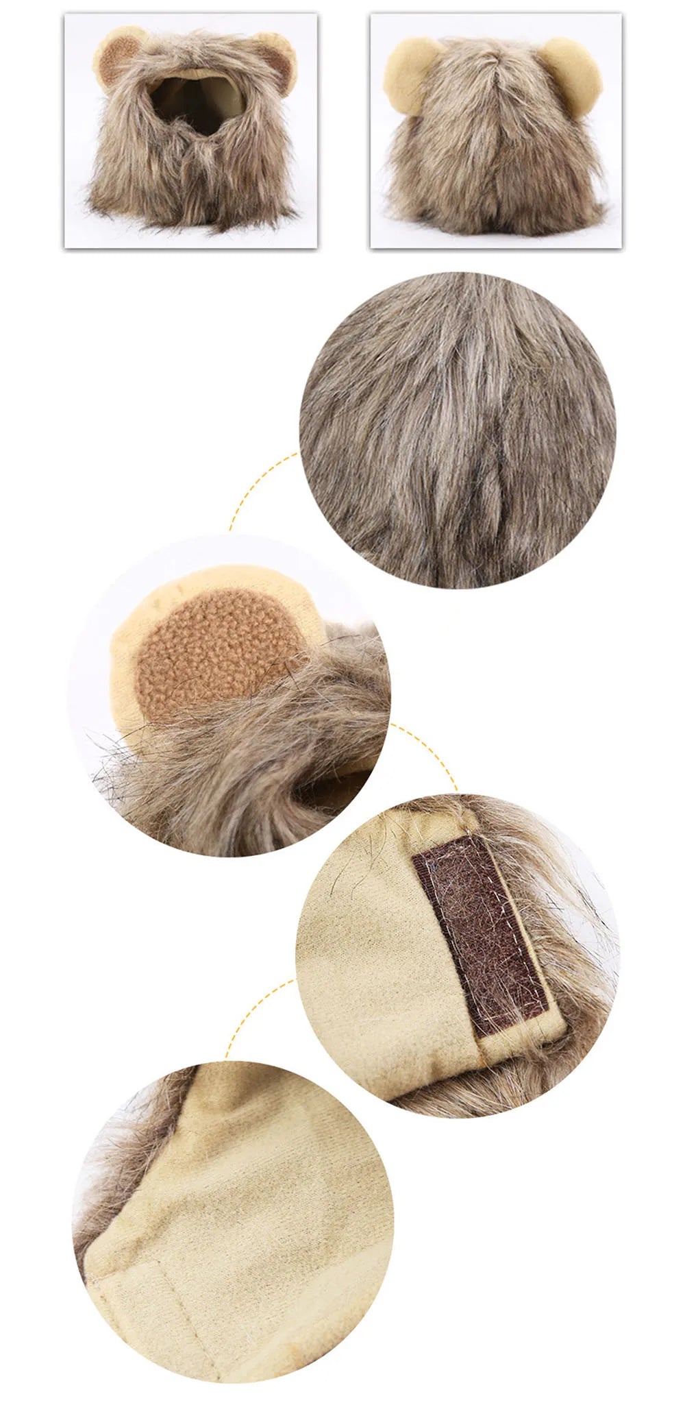 Cat Costume Cute Lion Mane Wig Hat for Cat Puppy Dog Decor Accessories Lion Kitten Cat Wig Fancy Hair Cap Halloween Pet Supplies
