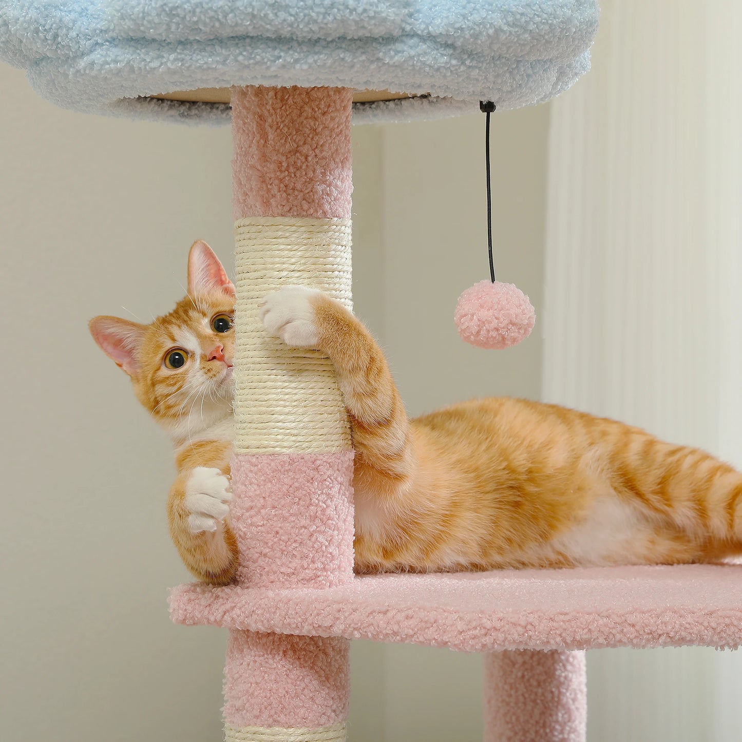 Flower Cat Tree Multi-Level Cat Tower Sisal Covered Scratching Posts Cat Indoor Small Medium Cats Top Perch