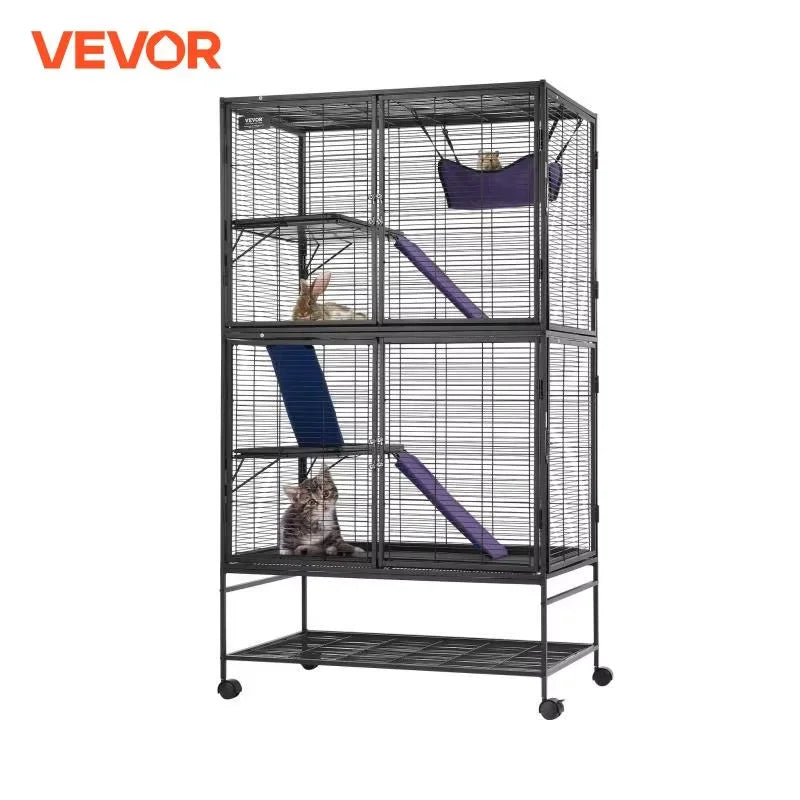 VEVOR 64.6" Rolling Metal Ferret Cage Large 4-Tier Critter Nation Cage Small Animal Cage for Pet Rats Hamster Guinea Pig Chinchilla