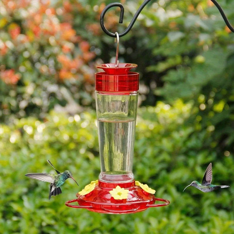 1pc suspended hummingbird feeder, bird with hook feeder, 5 nectar feeding ports (13.5oz)