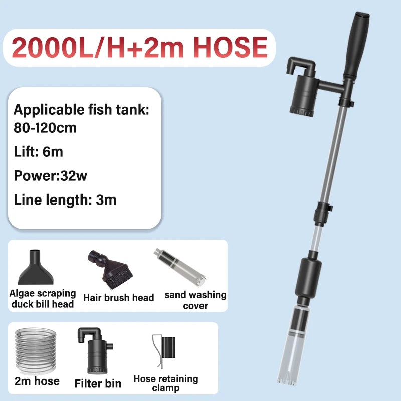 220-240V Multifunctional Fish Tank Electric Water Changer Aquarium Water Exchange Cleaning Tool Filter Suck Fish Feces Silent
