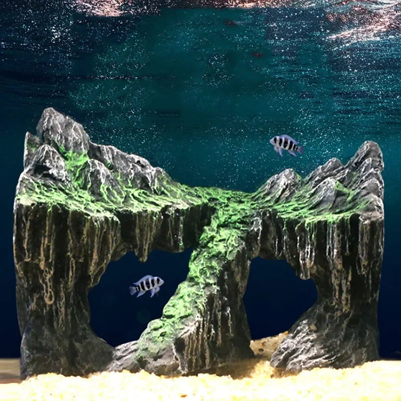 Resin Creative Aquarium Decoration Fish Tank  Simulated Rock Mountain Ornament Aquarium Rocks for Aquarium Decor