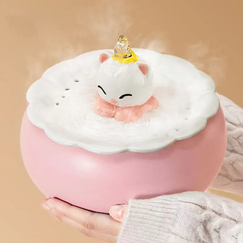 Drinker For Cat Pet Fountain Ceramic Winter Warm, Smart Auto Pet Water Dispenser 30℃ Heated, Cat Drinking Bowls Kitten Water Bowls