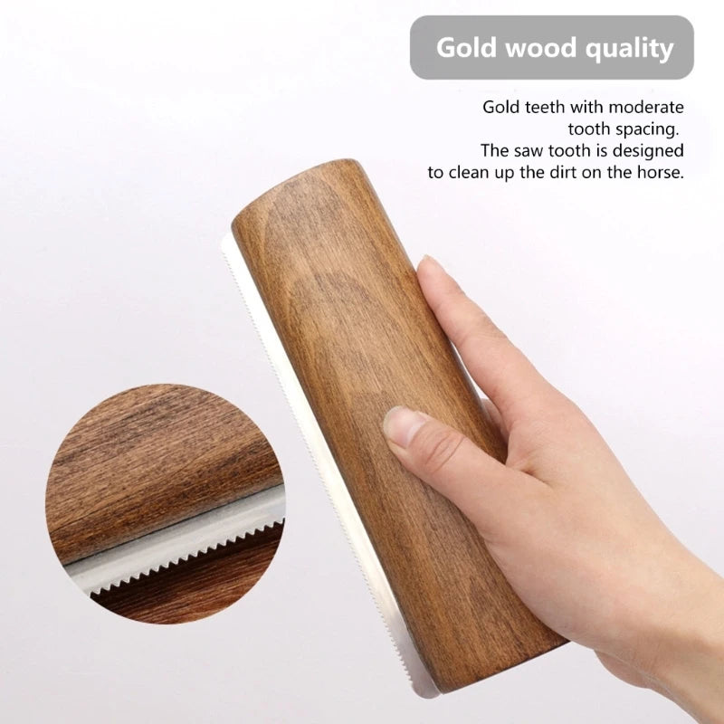 Horse Grooming Brush Scrapers Wooden Handle Horse Shedding Brush Grooming Tool Painlessly Removal of Loose Hair, Furs & Dirt
