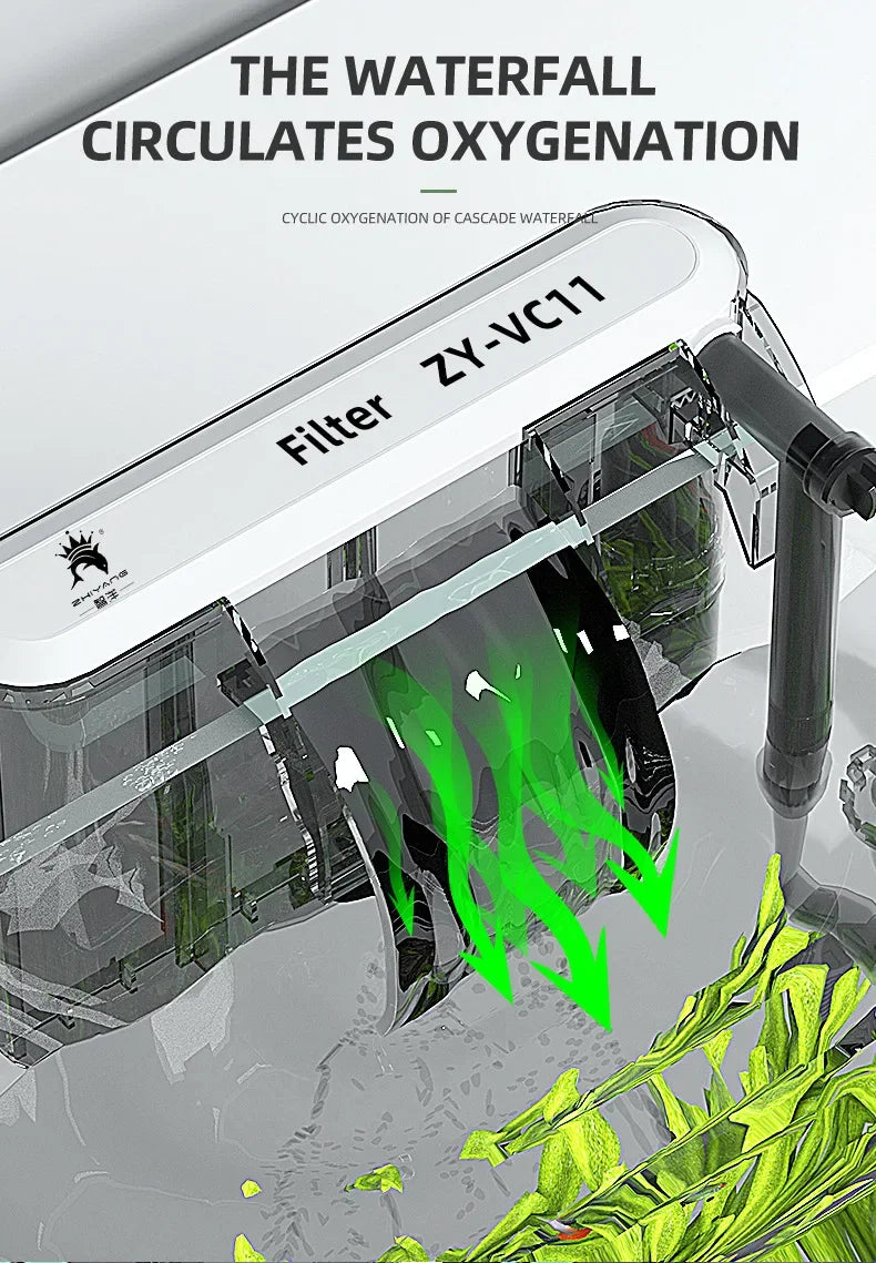 Aquarium 110V 220V Wall-mounted Filter Fish Tank Filter External Grass Tank Filter Water Flow Adjustable Suitable for 30-80CM