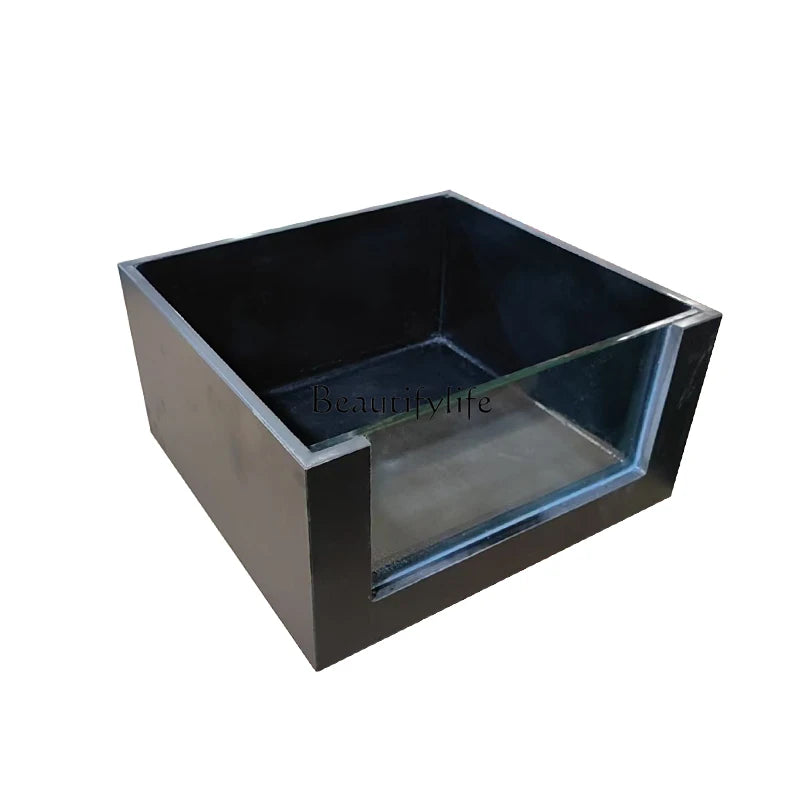 Yard fish pond rock slab floor-to-ceiling koi fish tank outdoor integrated square balcony to create landscape water feature