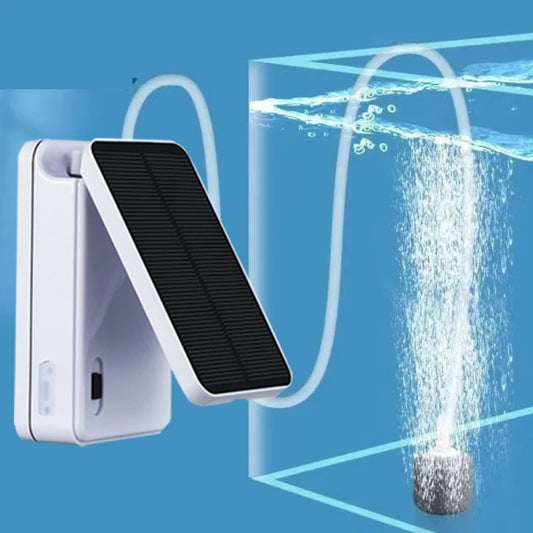 5V Solar Powers Charging Oxygenator Fish Tanks Aquarium Air Pump Fishing Oxygen Pump Aerator with Air Stones