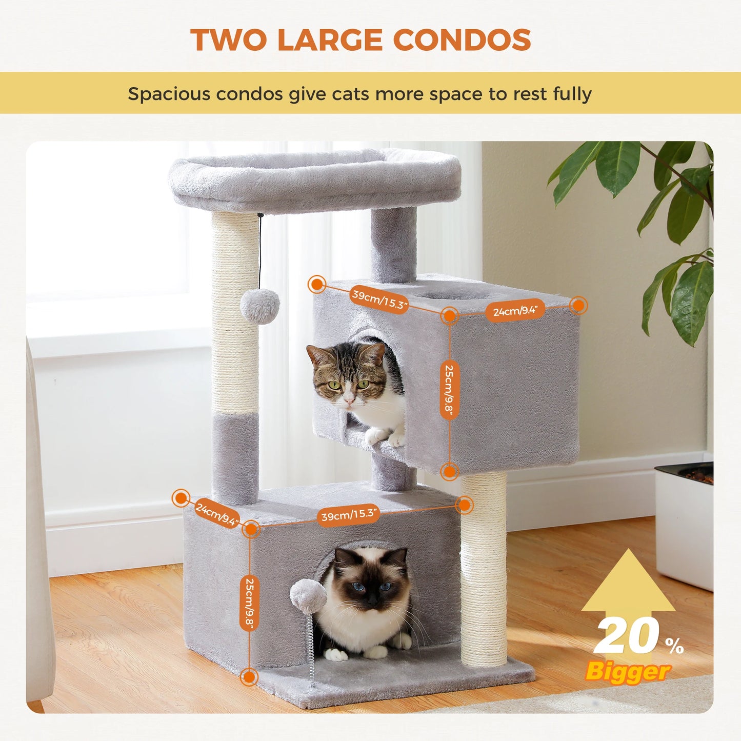 Large Cat Tree for Indoor Cats Multi-Level Cat Tower with Spacious Condos Sisal Scratching Pad Kitten House Accessories Cat Toys
