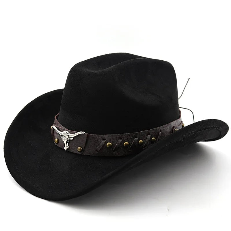 New Western Cowboy Hats Vintage Roll Brim Gentleman Cowgirl Jazz Hat Holidays Party Cosplay Hat