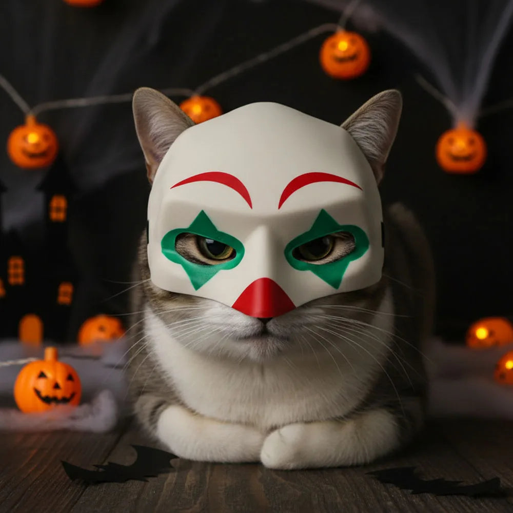 Halloween Cat Mask, Bat Cosplay Clown Pet Costume for Parties, Spooky Masquerade Prop, Stylish Black Half Face Mask Cat Accessory