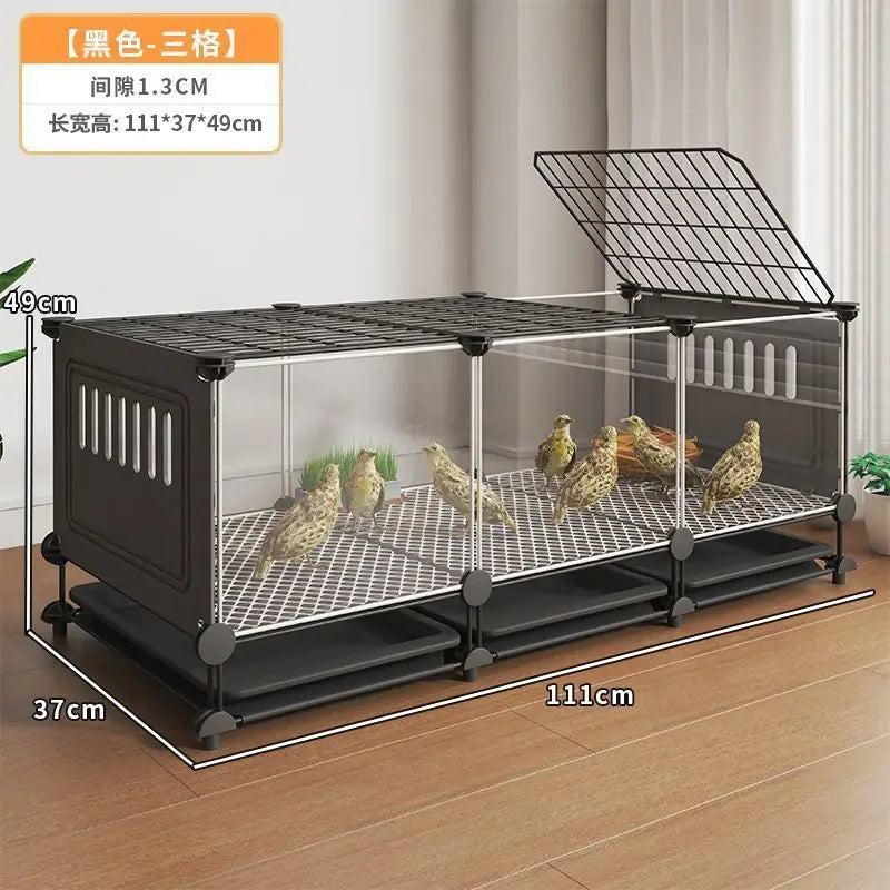 Premium Quail Cage with Pulley Droppings Tray - Indoor Large Chicken Coop Protecting Chicks Feet Mesh Predator Proof Secure Run