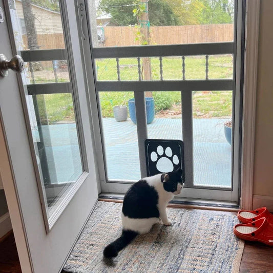 4-Way Lockable Plastic Pet Big Dog Cat Door for Screen Window Safety Flap Gates Pet Tunnel Dog Fence Free Access Door for Home
