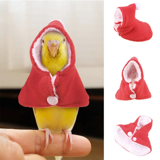 Christmas Parrot Cloak Autumn and Winter Warm Cloak Parrot Clothing Pet Bird Outdoor Clothing Bird Accessories 1pcs