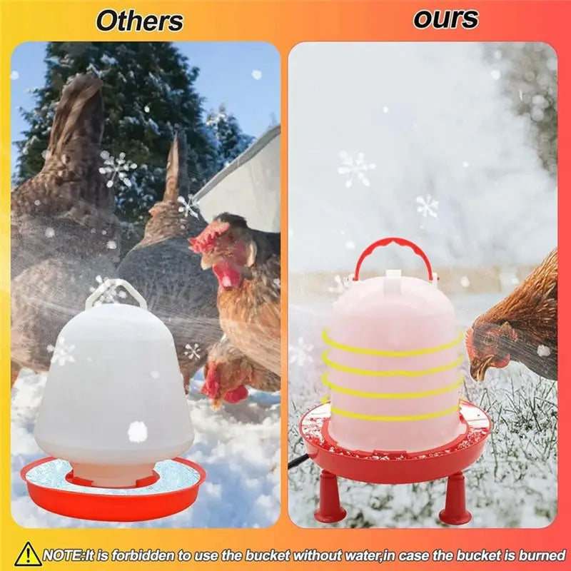 Auto-Fill For Winter Heated Chicken Waterer 3L Heater With Leg Support, 35W Heating Poultry