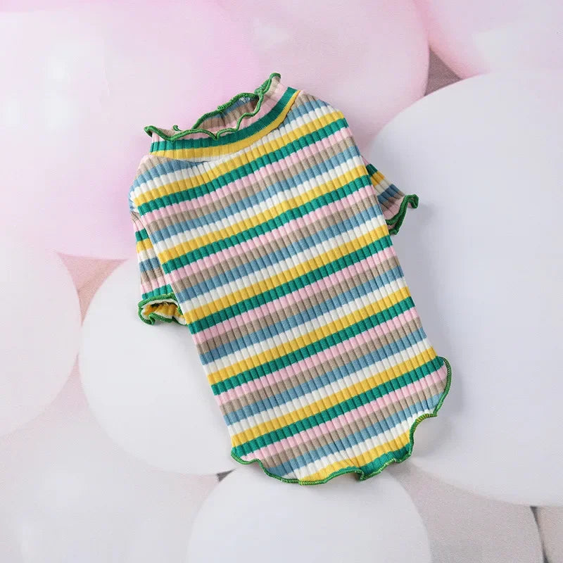 Spring Cotton Pet Cat Clothes for Cats Clothing Sweet Stripe Sphynx Cat Vest Shirt Hairless Cats
