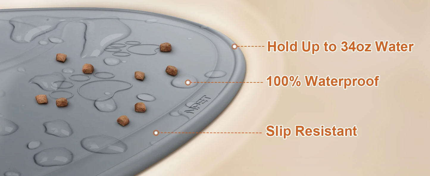 NPET Waterproof Silicone Dog Food Mat for DF10 Dog Fountain, Slip Resistant Dishwasher Safe Pet Feeding Mat,(28" x 2 1.26")