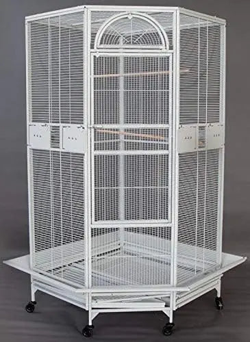 64" Extra Large Corner Flight Bird Cage for Cockatiel Parakeet Budgies Parrot with Around Metal Seed Skirts
