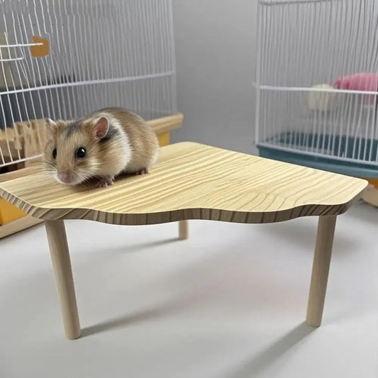 Wooden Hamster Platform Jumping Board Playground Small Pets Playing Stand Funny Fanshaped Table Hamster Climbing Toy