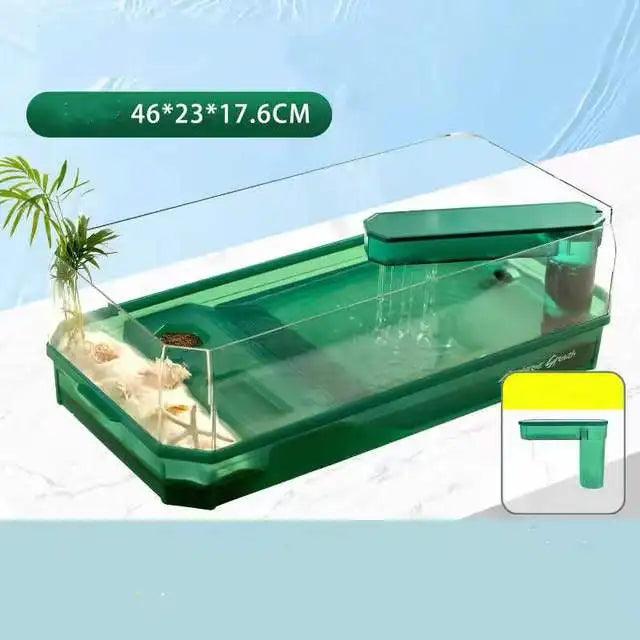 Aquarium turtle tank lazy person water-free breeding box with drying platform ecological turtle tank aquarium accessories 220V