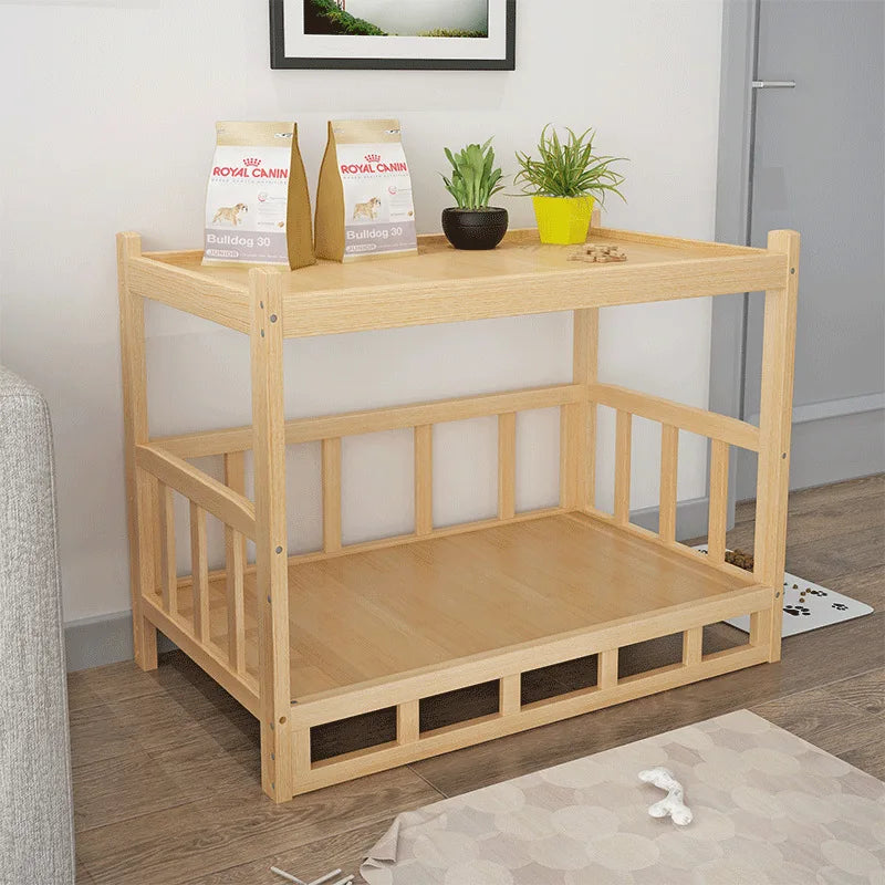 Solid Wood Dog Kennel, Puppy Bed, Kitten Bed, Polished and Smooth, Detachable Pet Accessories, Golden Retriever and Cats