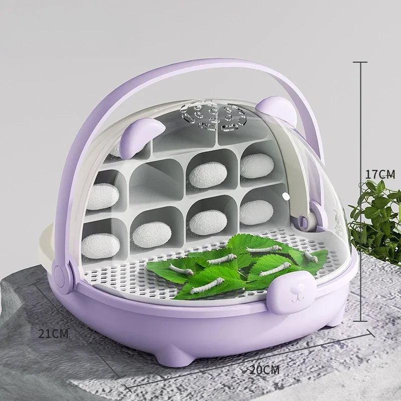 Solid Color Silkworm Raising Set Silkworm Canteen Space Capsule Insect Breeding Box Special Breeding Barn Silkworm Breeding Box