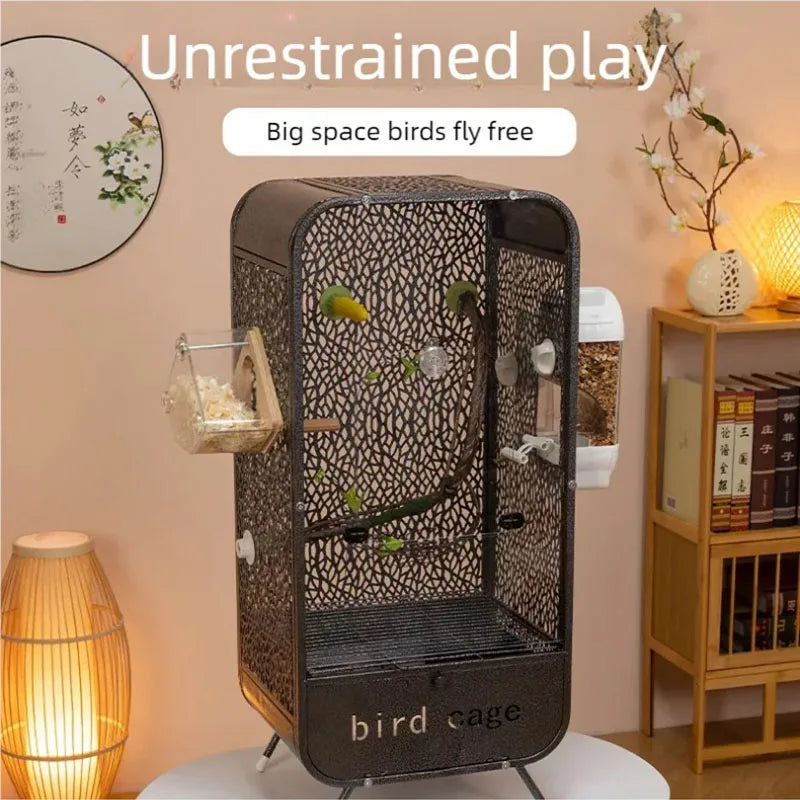 New bird cage parrot bird cage panoramic acrylic cage splash proof viewing flying cloud villa home birdcage display cage