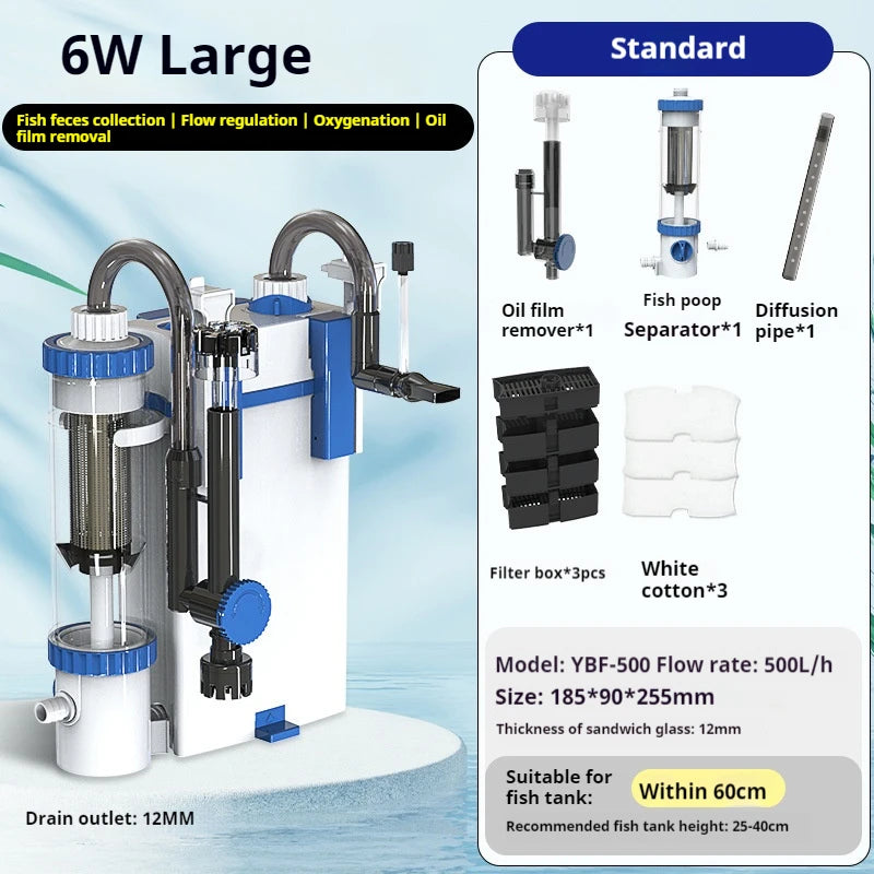 220V Silent Aquarium Fish Tank Filtration System Oxygenation Integrated Machine Water Purification Wall Mounted Fish Toilet