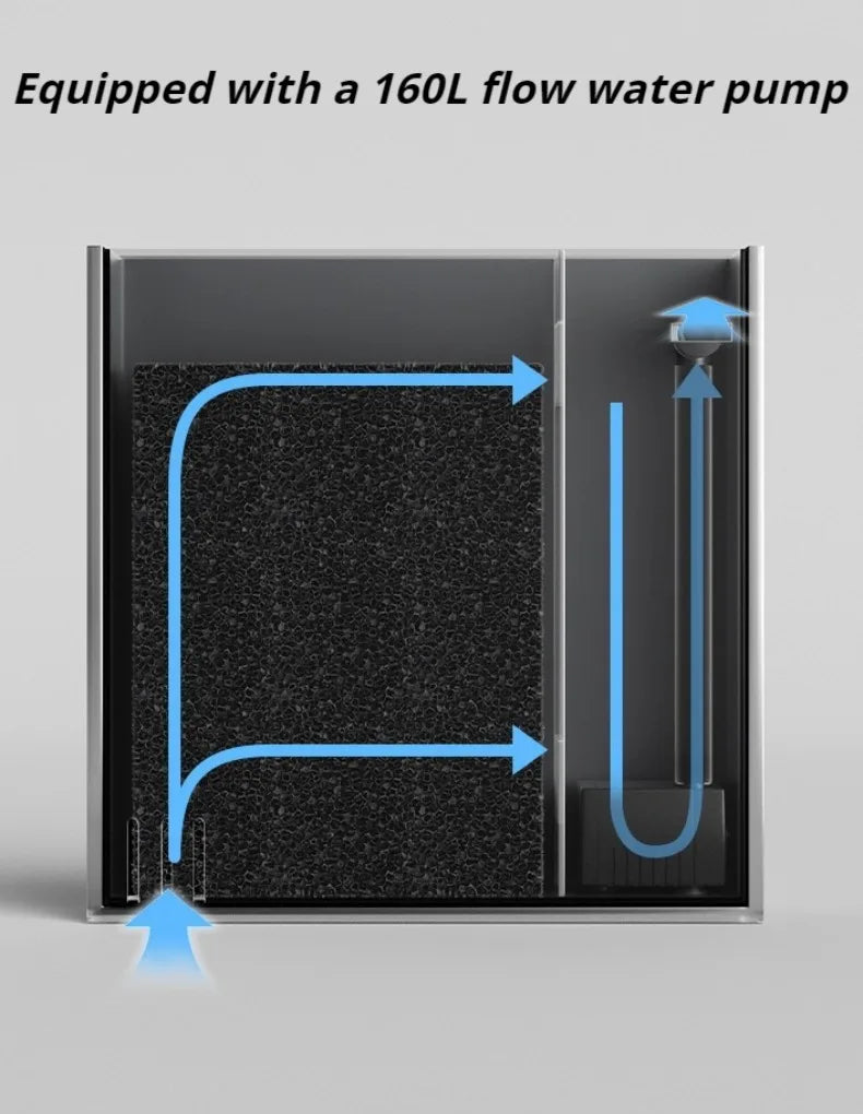 Desktop Fish Tank Betta Goldfish Aquarium with Light and Water Pump Luxury Mini Fishbowl Home Fish Aquatic Pet Decor Terrarium