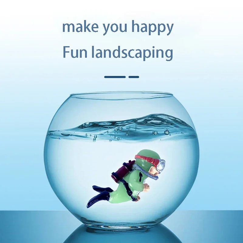 Fish Tank Decoration Luminous Green Mini Floating Diver Aquarium Ornaments Cute Small Floating Diver Aquarium Accessories