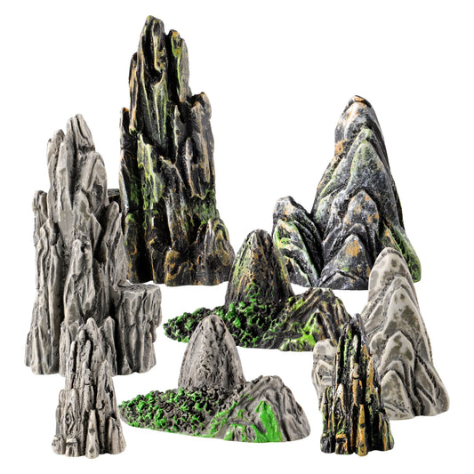 8 Pcs Mini Resin Rockery Simulated Mountain Bonsai Landscape Accessory Figurines Home Decor Garden ornament Craft Aquarium Decor
