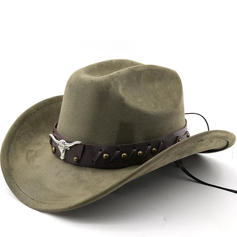 New Western Cowboy Hats Vintage Roll Brim Gentleman Cowgirl Jazz Hat Holidays Party Cosplay Hat