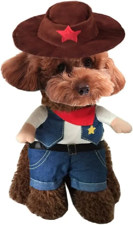 Funny Pet Dog Cat Halloween Costume Dog Cowboy Clothes Pet Dog Costumes for Small Dogs Cosplay Cat Accessories