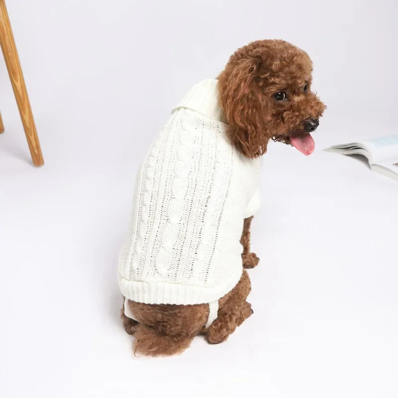 Knit Sweater Jumpsuit for Small Dogs, Monochromatic, Simple, Fashion, Warm, Thick, Pet Items, Winter